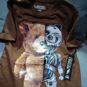District Brown Bear and Robot Kids T-Shirt